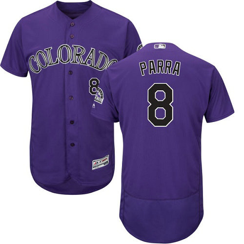 Rockies #8 Gerardo Parra Purple Flexbase Authentic Collection Stitched Baseball Jersey
