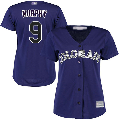 Rockies #9 Daniel Murphy Purple Alternate Women's Stitched Baseball Jersey