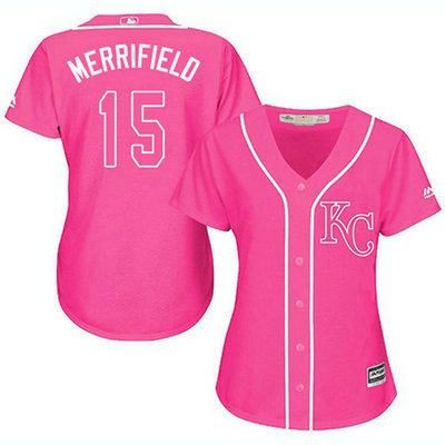 Royals #15 Whit Merrifield Pink Fashion Women's Stitched Baseball Jersey