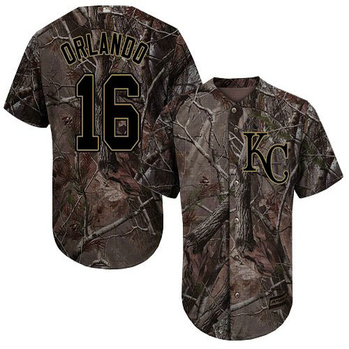 Royals #16 Paulo Orlando Camo Realtree Collection Cool Base Stitched Youth Baseball Jersey