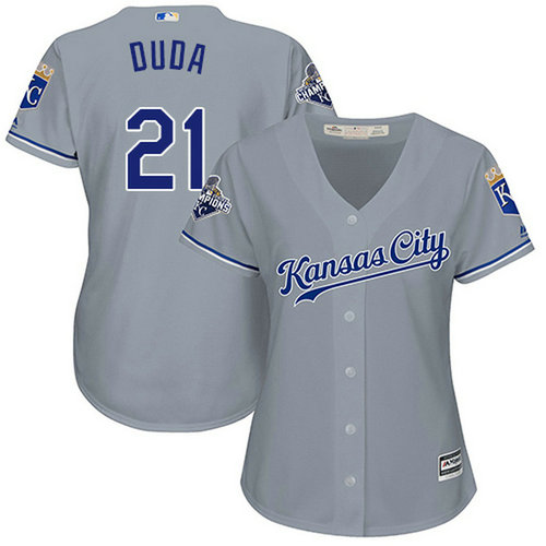 Royals #21 Lucas Duda Grey Road Women's Stitched MLB Jersey_1