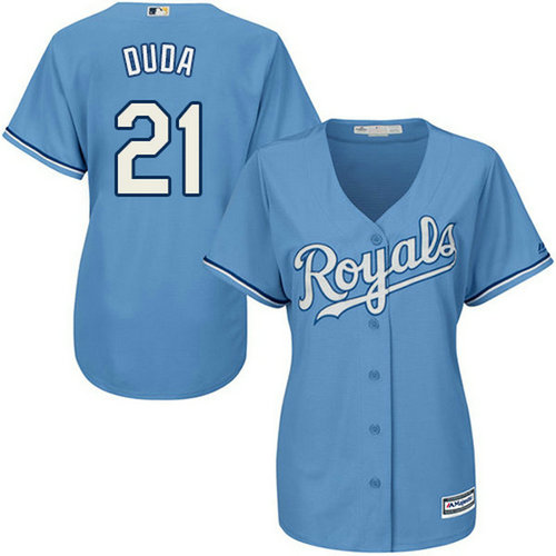 Royals #21 Lucas Duda Light Blue Alternate 1 Women's Stitched MLB Jersey_1