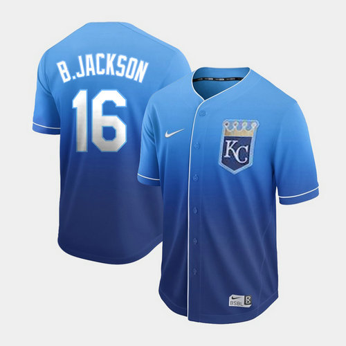 Royals 16 Bo Jackson Blue Drift Fashion Jersey
