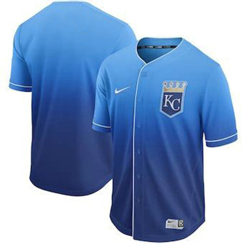 Royals Blank Royal Fade Authentic Stitched Baseball Jersey
