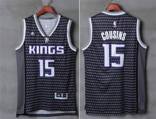 Sacramento Kings #15 DeMarcus Cousins black jerseys