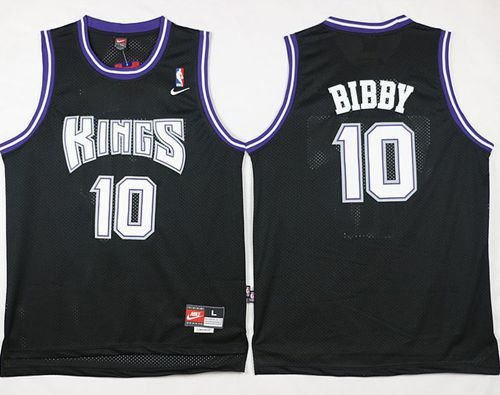 Sacramento Kings 10 Mike Bibby Black Throwback NBA Jersey
