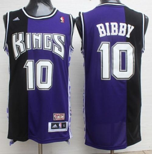 Sacramento Kings 10 Mike Bibby Purple Black Throwback NBA Jersey
