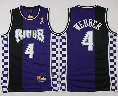 Sacramento Kings 4 Chris Webber Purple Black Throwback NBA Jersey