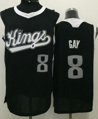 Sacramento Kings 8 Rudy Gay Black Revolution 30 NBA Jersey