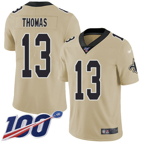 Saints #13 Michael Thomas Gold Youth Stitched Football Limited Inverted Legend 100th Season Jersey