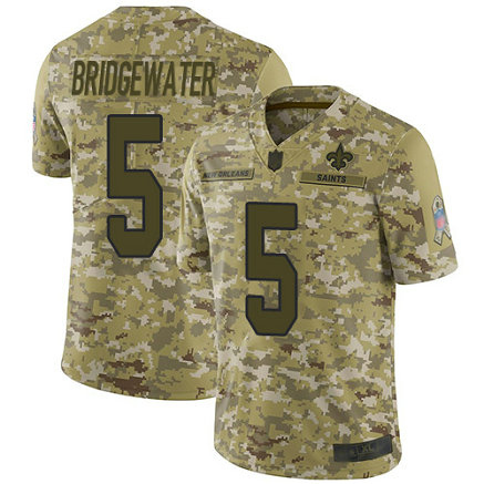 Saints #5 Teddy Bridgewater Camo Men's Stitched Football Limited 2018 Salute To Service Jersey