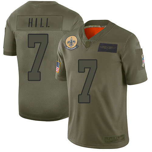 Saints #7 Taysom Hill Camo Men's Stitched Football Limited 2019 Salute To Service Jersey