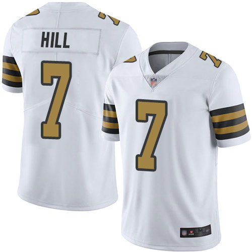 Saints #7 Taysom Hill White Youth Stitched Football Limited Rush Jersey