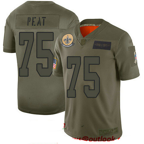 Saints #75 Andrus Peat Camo Men's Stitched Football Limited 2019 Salute To Service Jersey