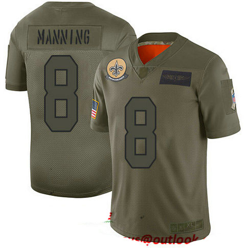 Saints #8 Archie Manning Camo Men's Stitched Football Limited 2019 Salute To Service Jersey