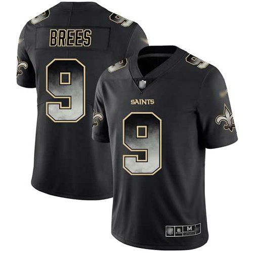 Saints #9 Drew Brees Black Men's Stitched Football Vapor Untouchable Limited Smoke Fashion Jersey