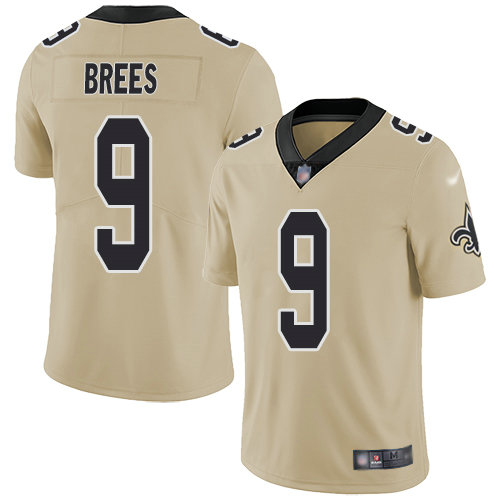 Saints #9 Drew Brees Gold Youth Stitched Football Limited Inverted Legend Jersey