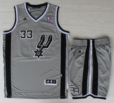 San Antonio Spurs 33 Boris Diaw Grey Revolution 30 Swingman NBA Jersey Short Suits