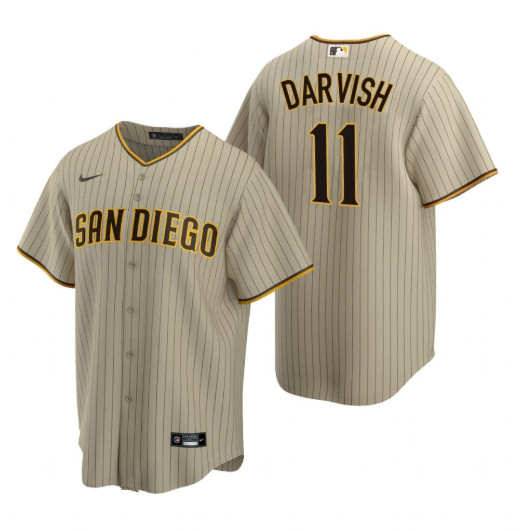 San Diego #11 Padres Yu Darvish Sand Brown Trade Alternate Coolbase Jersey