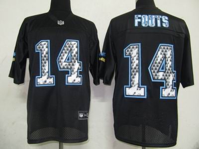 San Diego Chargers 14 Dan Fouts Black United Sideline Jerseys
