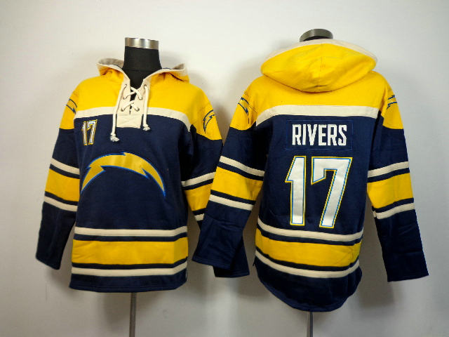 San Diego Chargers 17 Philip Rivers Lace-Up NFL Jersey Hoodies