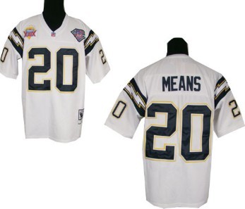 San Diego Chargers Natrone Means #20 Throwback Jersey White