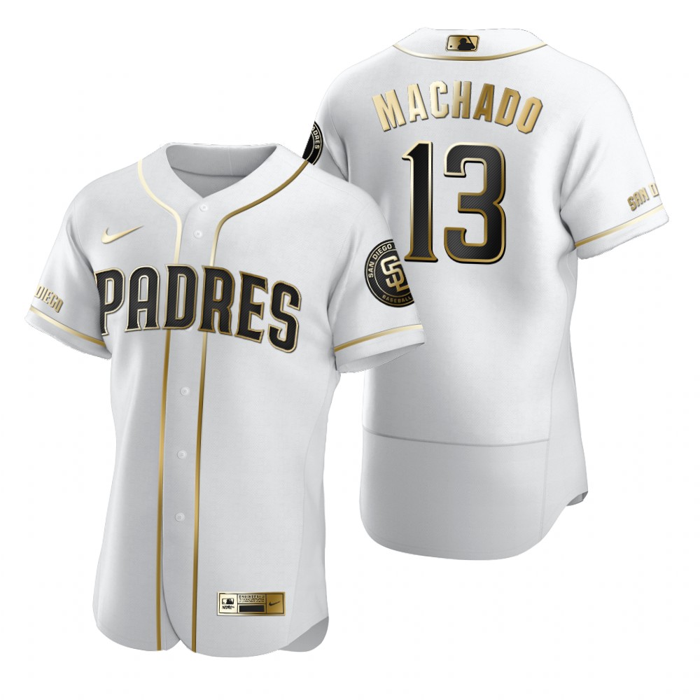 San Diego Padres #13 Manny Machado White Nike Men's Authentic Golden Edition MLB Jersey