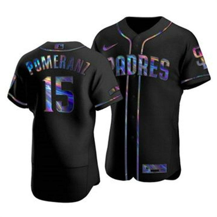 San Diego Padres #15 Drew Pomeranz Men's Nike Iridescent Holographic Collection MLB Jersey - Black