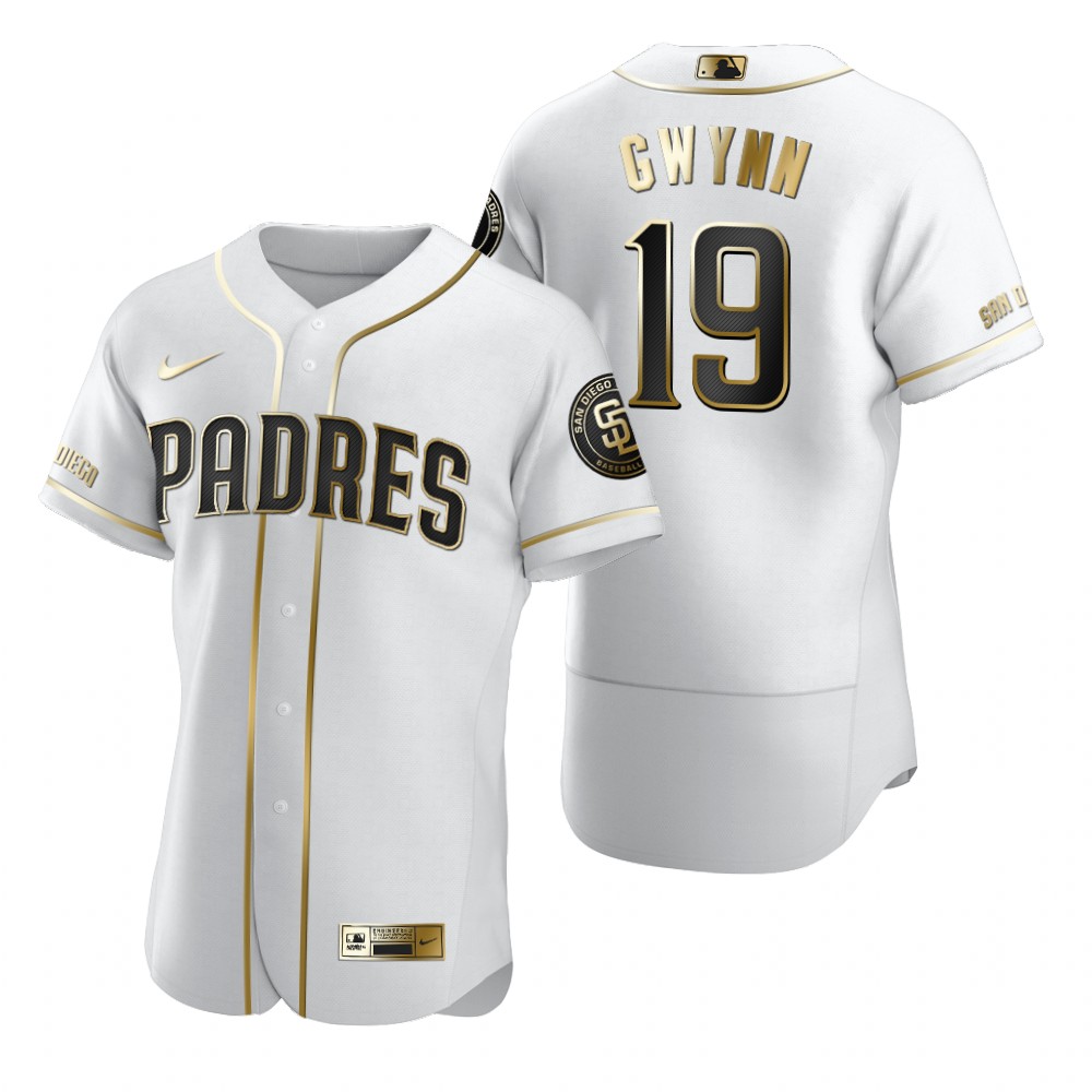 San Diego Padres #19 Tony Gwynn White Nike Men's Authentic Golden Edition MLB Jersey