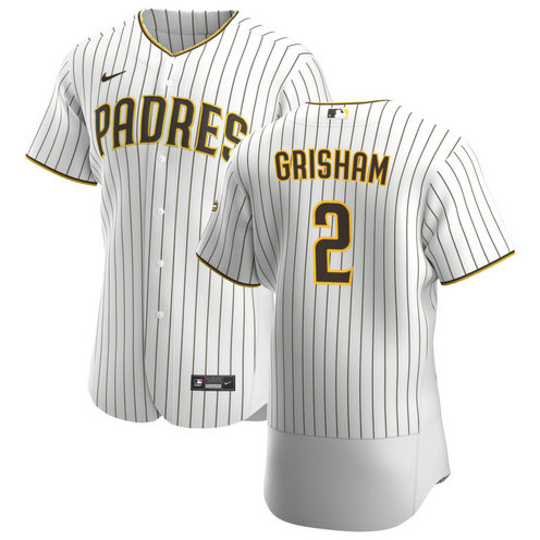 San Diego Padres #2 Trent Grisham Men's Nike White Brown Home 2020 Authentic Player Jersey