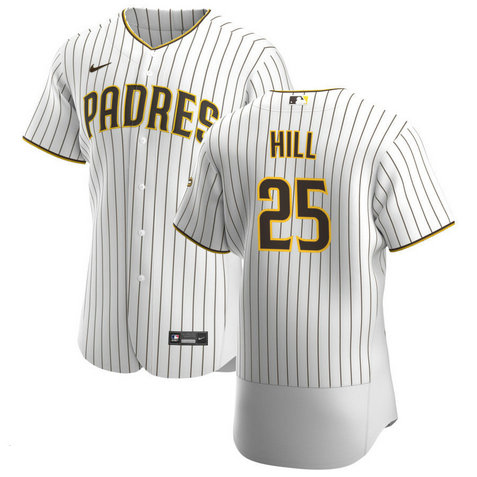 San Diego Padres #25 Tim Hill Men's Nike White Brown Home 2020 Authentic Player Jersey