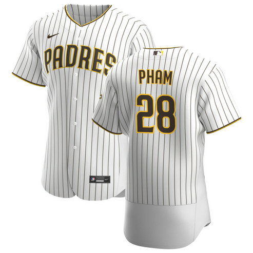 San Diego Padres #28 Tommy Pham Men's Nike White Brown Home 2020 Authentic Player Jersey