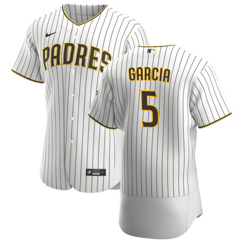 San Diego Padres #5 Greg Garcia Men's Nike White Brown Home 2020 Authentic Player Jersey