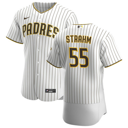 San Diego Padres #55 Matt Strahm Men's Nike White Brown Home 2020 Authentic Player Jersey