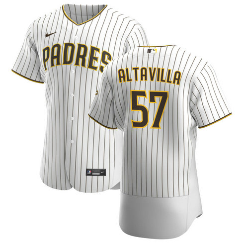 San Diego Padres #57 Dan Altavilla Men's Nike White Brown Home 2020 Authentic Player Jersey