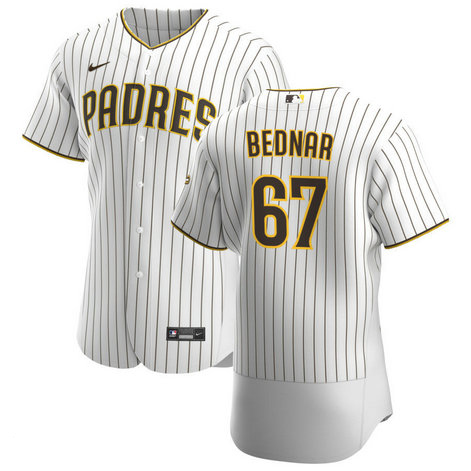 San Diego Padres #67 David Bednar Men's Nike White Brown Home 2020 Authentic Player Jersey