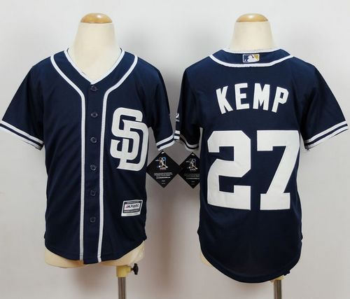 San Diego Padres 27 Matt Kemp Navy Blue Alternate 1 Kid MLB Jersey
