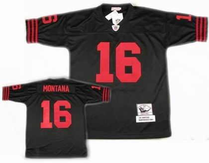San Francisco 49ers #16 Joe Montana Throwback jerseys black