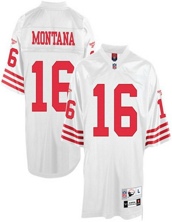 San Francisco 49ers #16 Joe Montana white Throwback