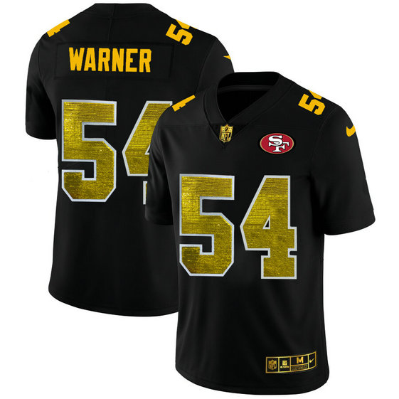 San Francisco 49ers #54 Fred Warner Men's Black Nike Golden Sequin Vapor Limited NFL Jersey