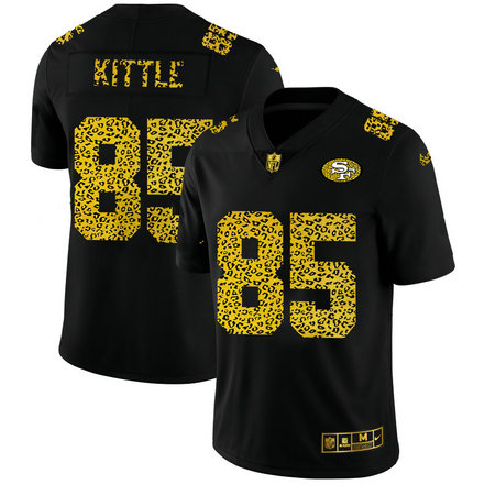 San Francisco 49ers #85 George Kittle Men's Nike Leopard Print Fashion Vapor Limited NFL Jersey Black