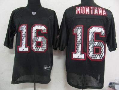 San Francisco 49ers 16 Joe Montana Black United Sideline Jerseys