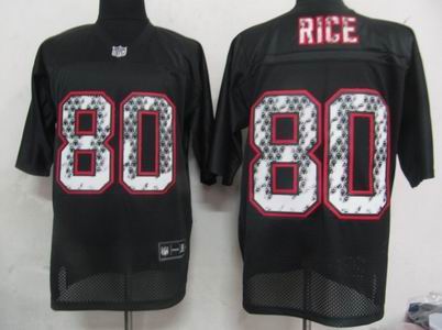 San Francisco 49ers 80 Jerry Rice Black United Sideline Jerseys