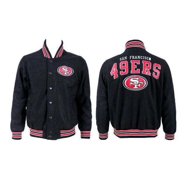 San Francisco 49ers Black Team Logo Suede NFL Jackets