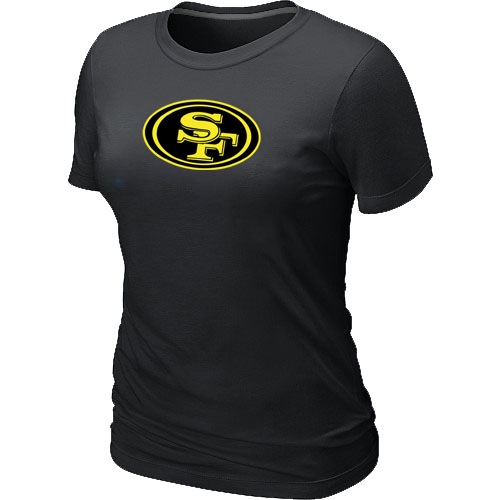 San Francisco 49ers Neon Logo Charcoal Women's  Black T-shirt