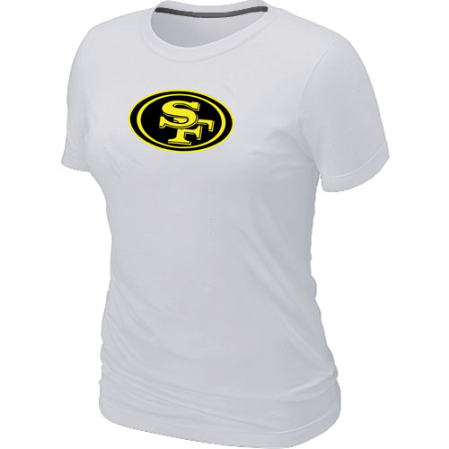 San Francisco 49ers Neon Logo Charcoal Women's  White T-shirt