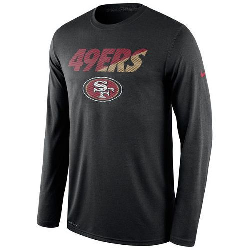 San Francisco 49ers Nike Black Legend Staff Practice Long Sleeves Performance T-Shirt