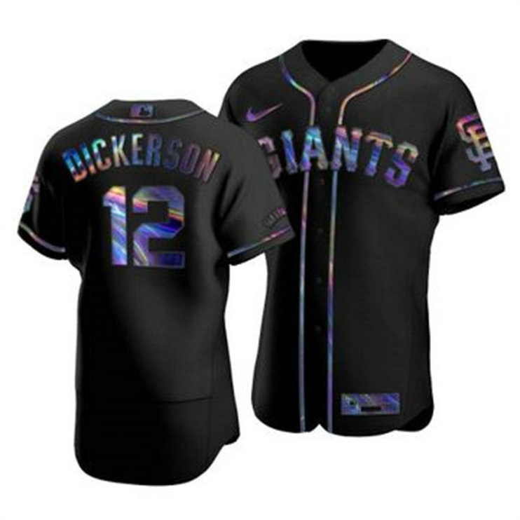 San Francisco Giants #12 Alex Dickerson Men's Nike Iridescent Holographic Collection MLB Jersey - Black