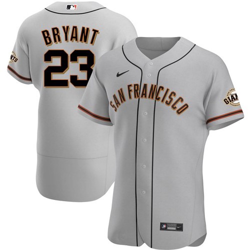 San Francisco Giants #23 Kris Bryant Men's Nike Gray Road 2020 Authentic Official Team MLB Jersey