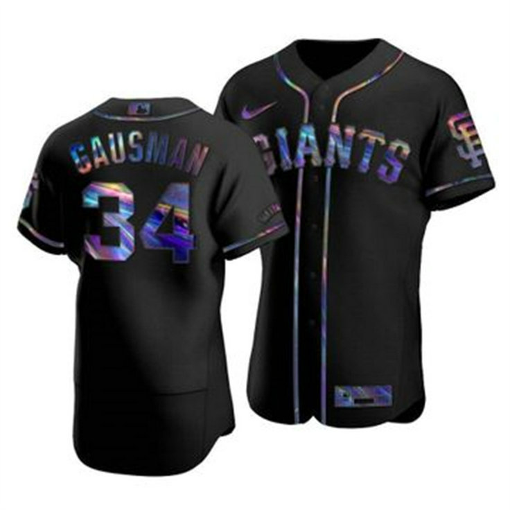 San Francisco Giants #34 Kevin Gausman Men's Nike Iridescent Holographic Collection MLB Jersey - Black